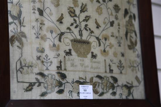 A William IV needlework sampler, 19 x 16in.